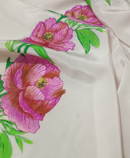 Blush Bloom Hand-Painted Crepe Silk Stole