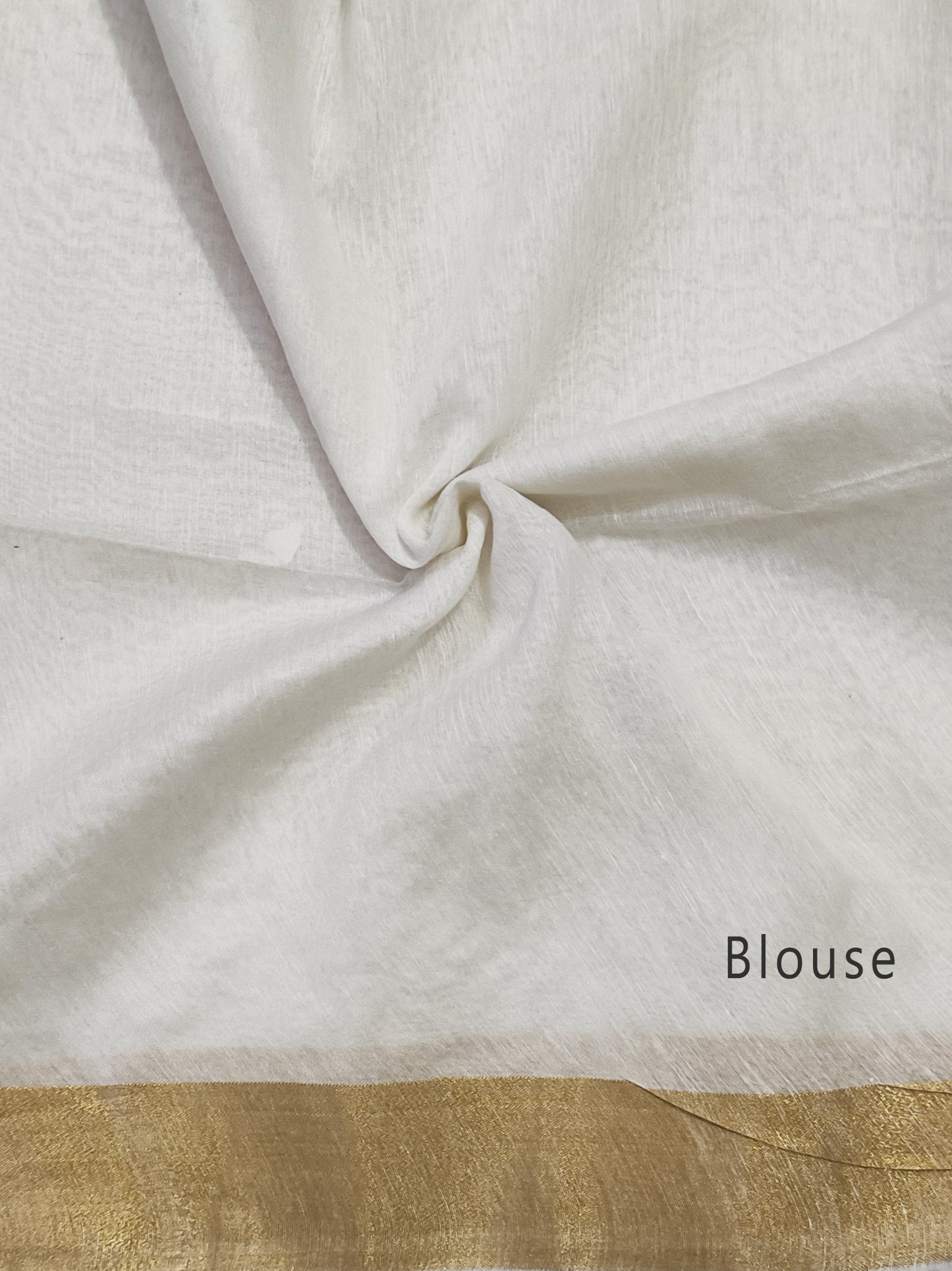 Off-white Embroidered Silk Linen Saree