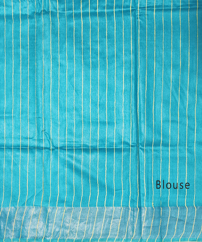 Blue and Green Handloom Viscose and Ghicha Silk Saree