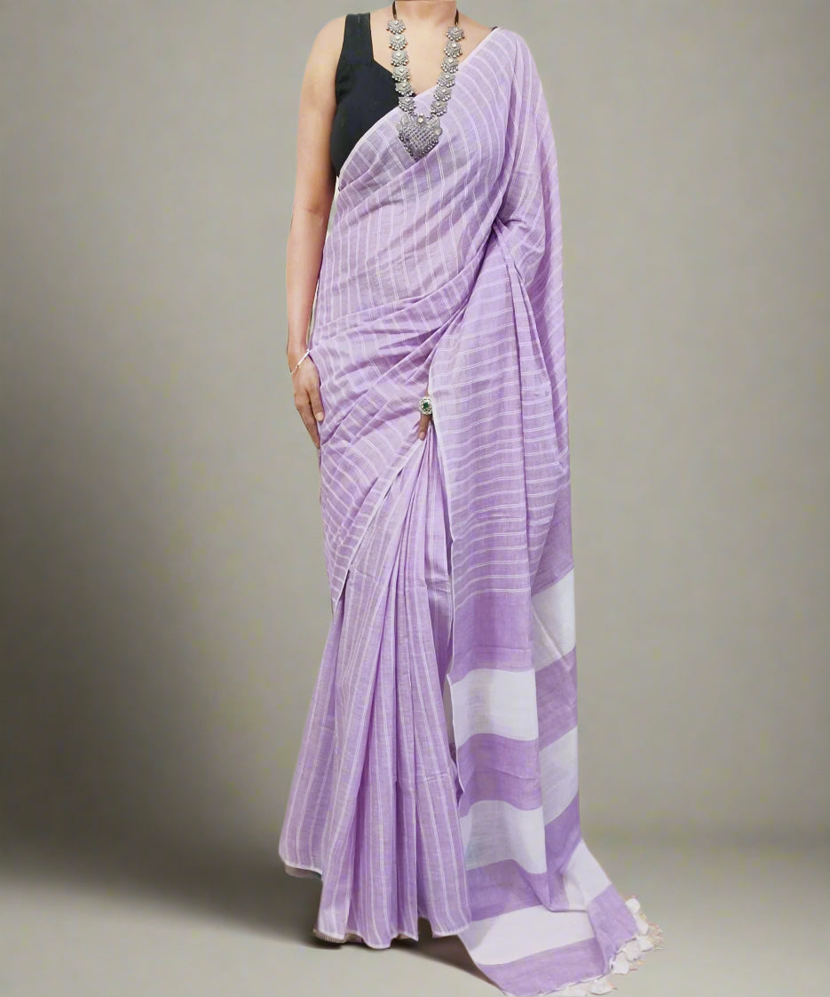 Light Purple Cotton Slub Saree