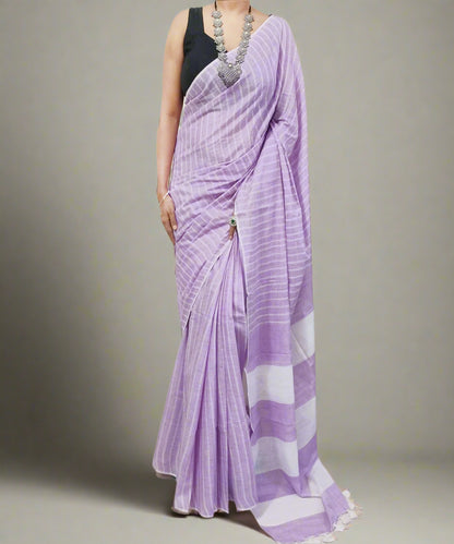 Light Purple Cotton Slub Saree
