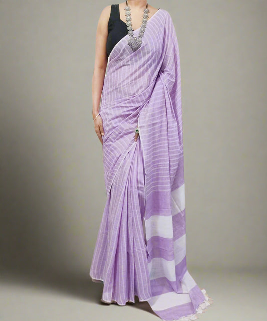Light Purple Cotton Slub Saree