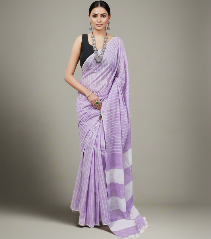 Light Purple Cotton Slub Saree