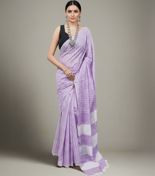 Light Purple Cotton Slub Saree