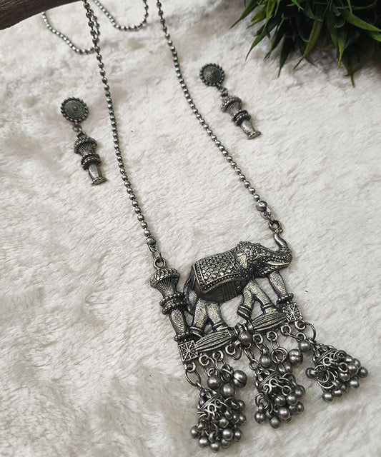 Anagha Oxidized Necklace Set |Peepal Clothing
