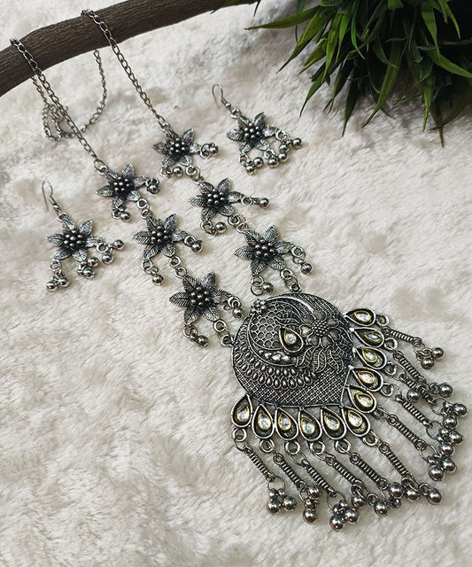 Anji Oxidized Necklace Set |Peepal Clothing