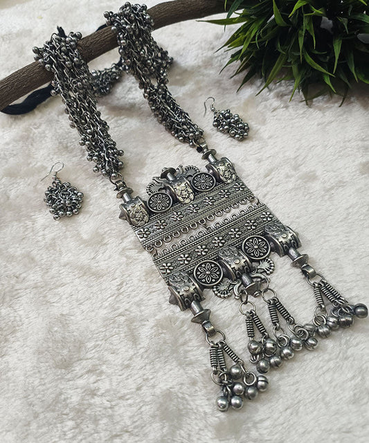Arca Oxidized Necklace Set |Peepal Clothing