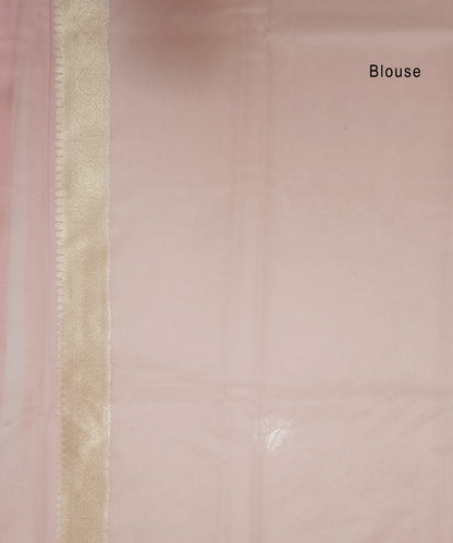 Baby Pink Banarasi Kora Silk Organza Saree