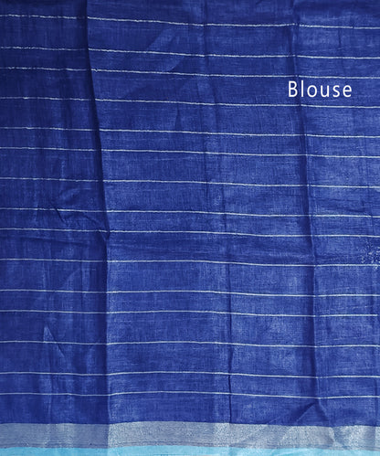 Blue Handloom Pure Linen Saree