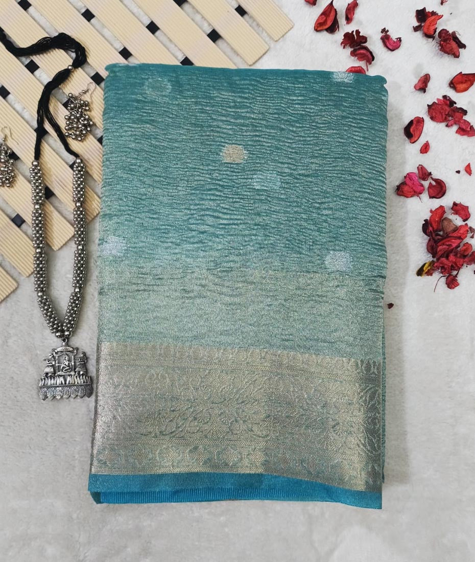 Blue Tissue Saree | Peepal Clothing