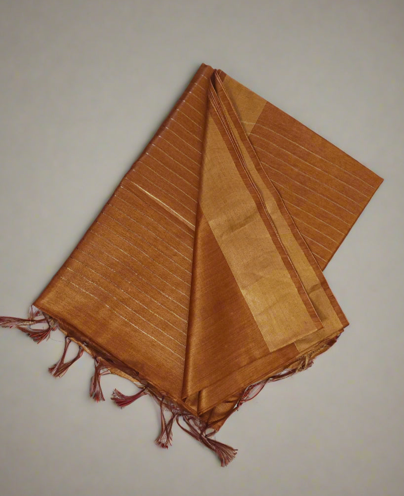Bronze Tussar Munga Silk Saree