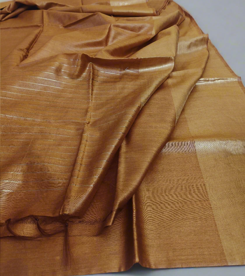 Bronze Tussar Munga Silk Saree