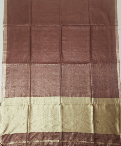 Brown Kota Viscose Silk Saree with Tissue Pallu