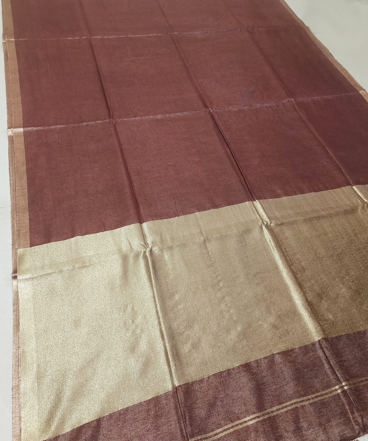 Brown Kota Viscose Silk Saree with Tissue Pallu