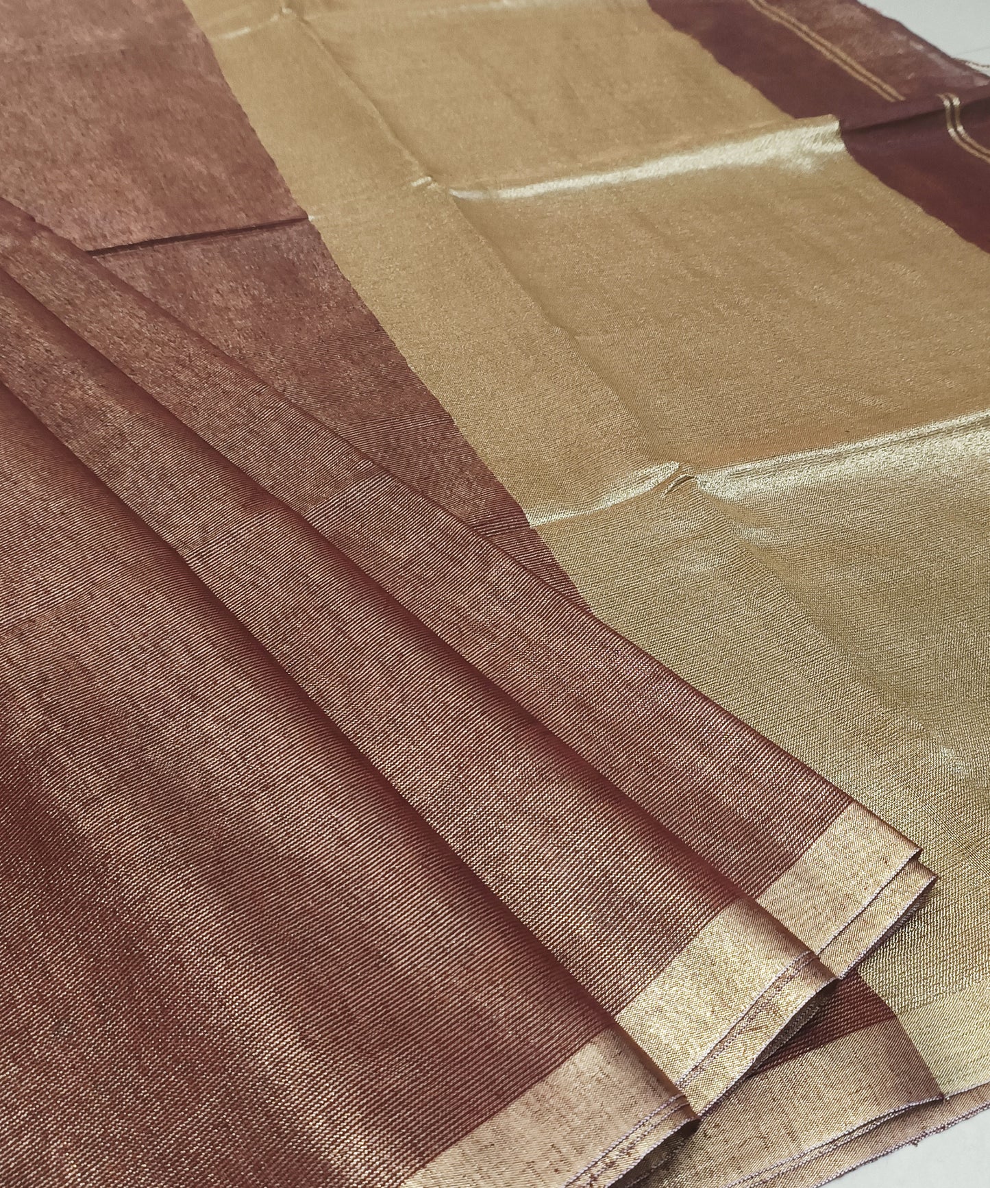Brown Kota Viscose Silk Saree with Tissue Pallu