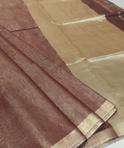 Brown Kota Viscose Silk Saree with Tissue Pallu