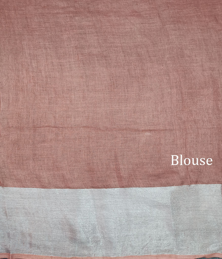 Rust Handloom Pure Linen Saree