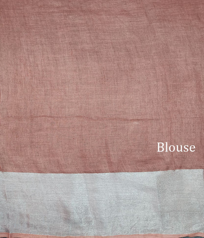 Rust Handloom Pure Linen Saree