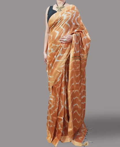 Brown Tie & Dye Kota Silk Saree