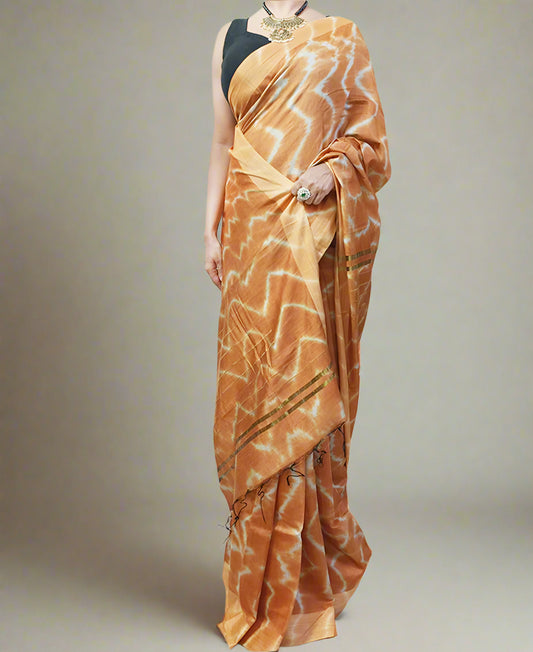Brown Tie & Dye Kota Silk Saree