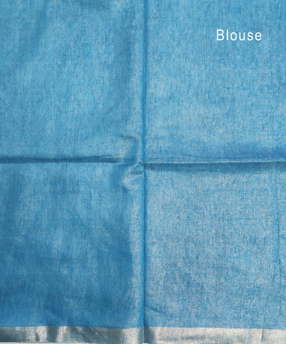 Cerulean Blue Kota Viscose Silk Saree with Tissue Pallu