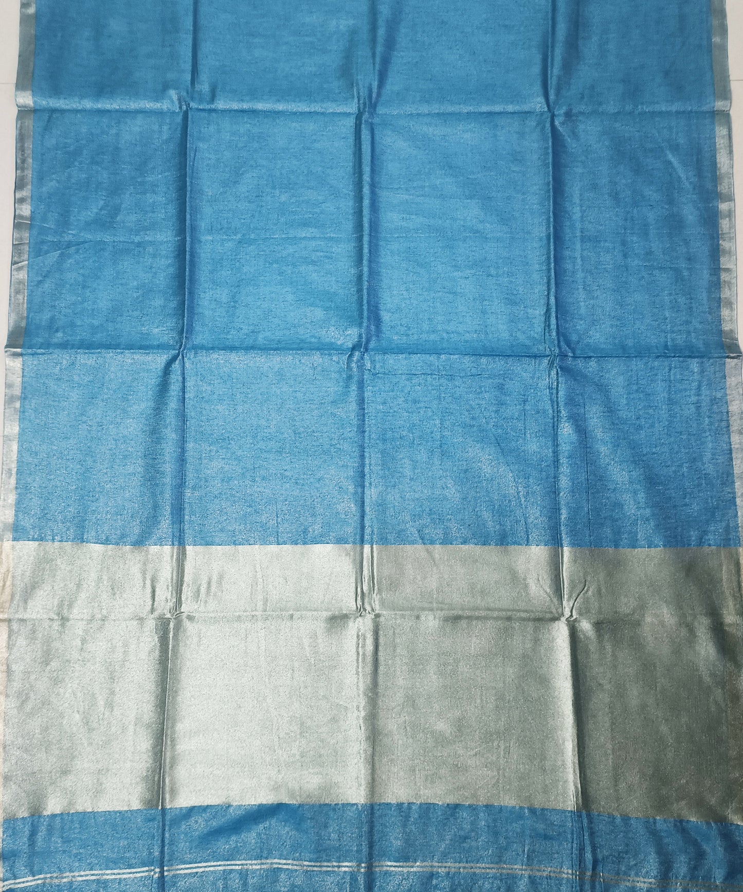 Cerulean Blue Kota Viscose Silk Saree with Tissue Pallu