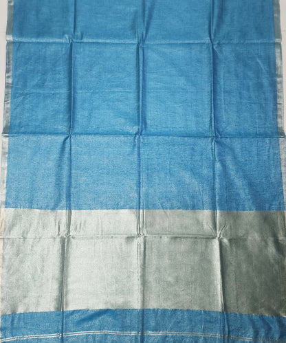 Cerulean Blue Kota Viscose Silk Saree with Tissue Pallu
