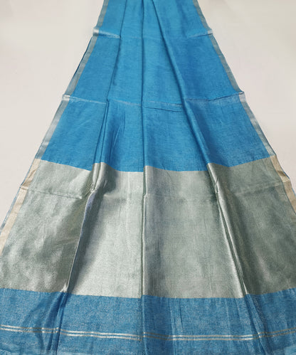Cerulean Blue Kota Viscose Silk Saree with Tissue Pallu
