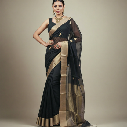 Bird Motif Chanderi Saree