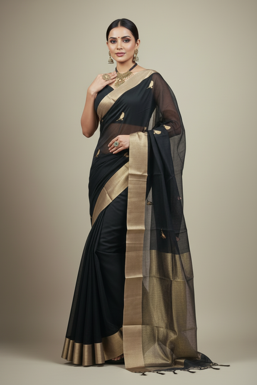 Bird Motif Chanderi Saree