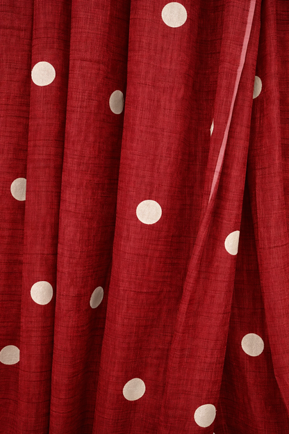 Embroidered Polka Dot Maroon Cotton Slub Saree