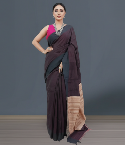 Coffee Eri Silk saree with Ghicha Pallu