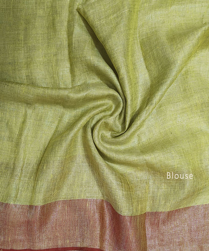 Corn Yellow Mirror Embroidered Linen Saree