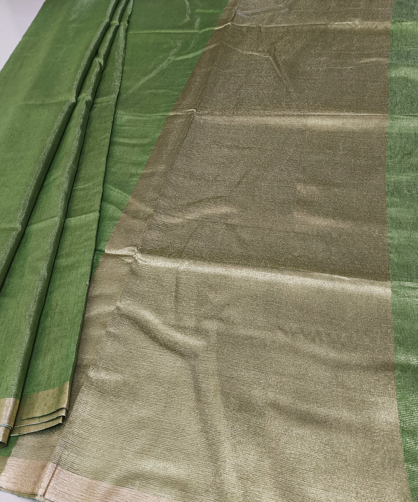 Dark Green Kota Viscose Silk Saree with Tissue Pallu