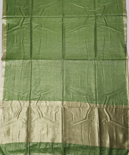 Dark Green Kota Viscose Silk Saree with Tissue Pallu