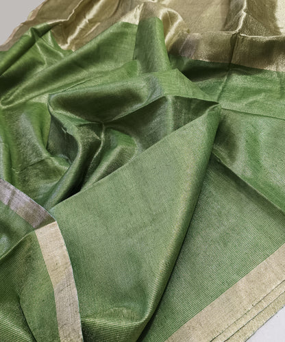 Dark Green Kota Viscose Silk Saree with Tissue Pallu