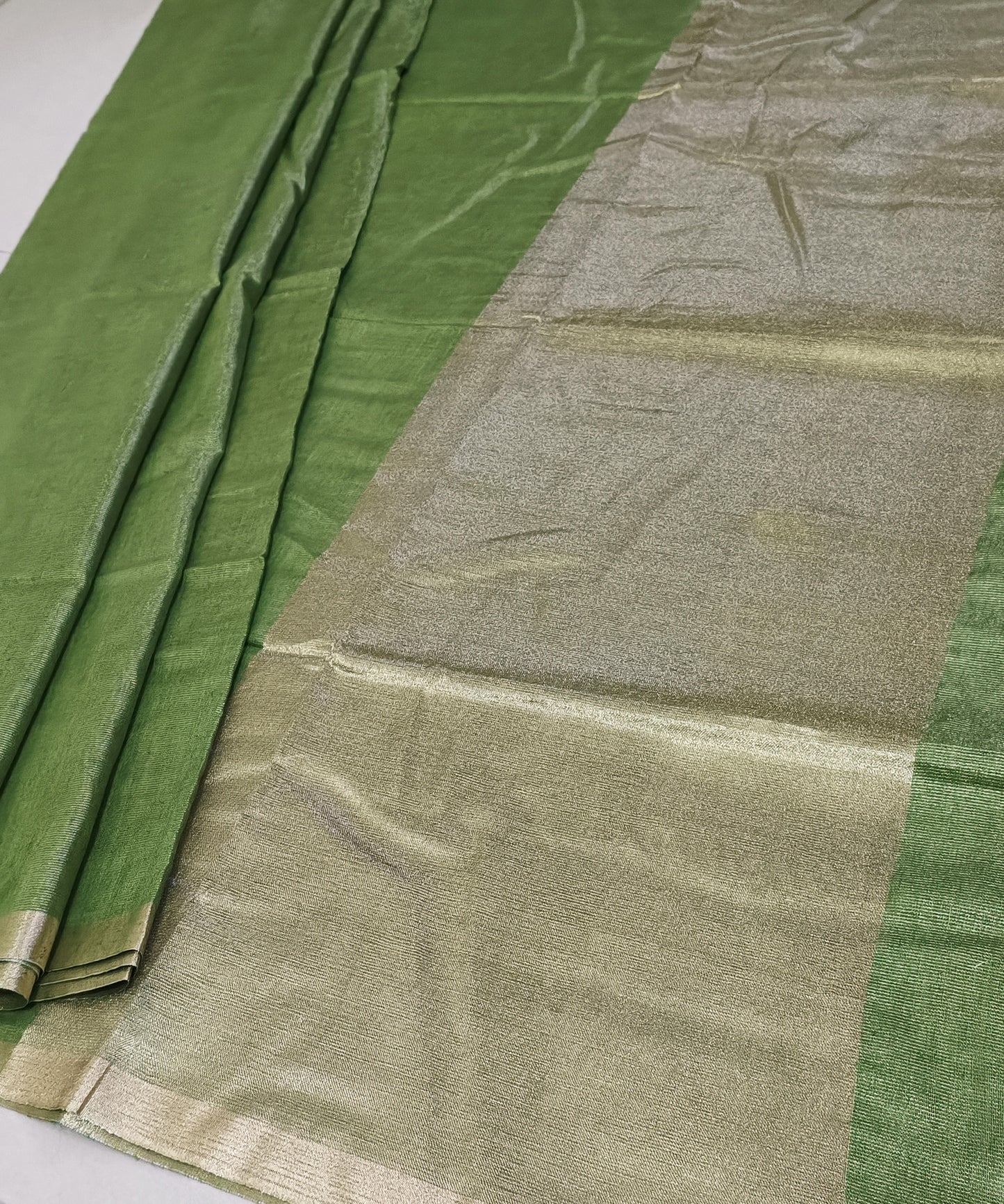 Dark Green Kota Viscose Silk Saree with Tissue Pallu