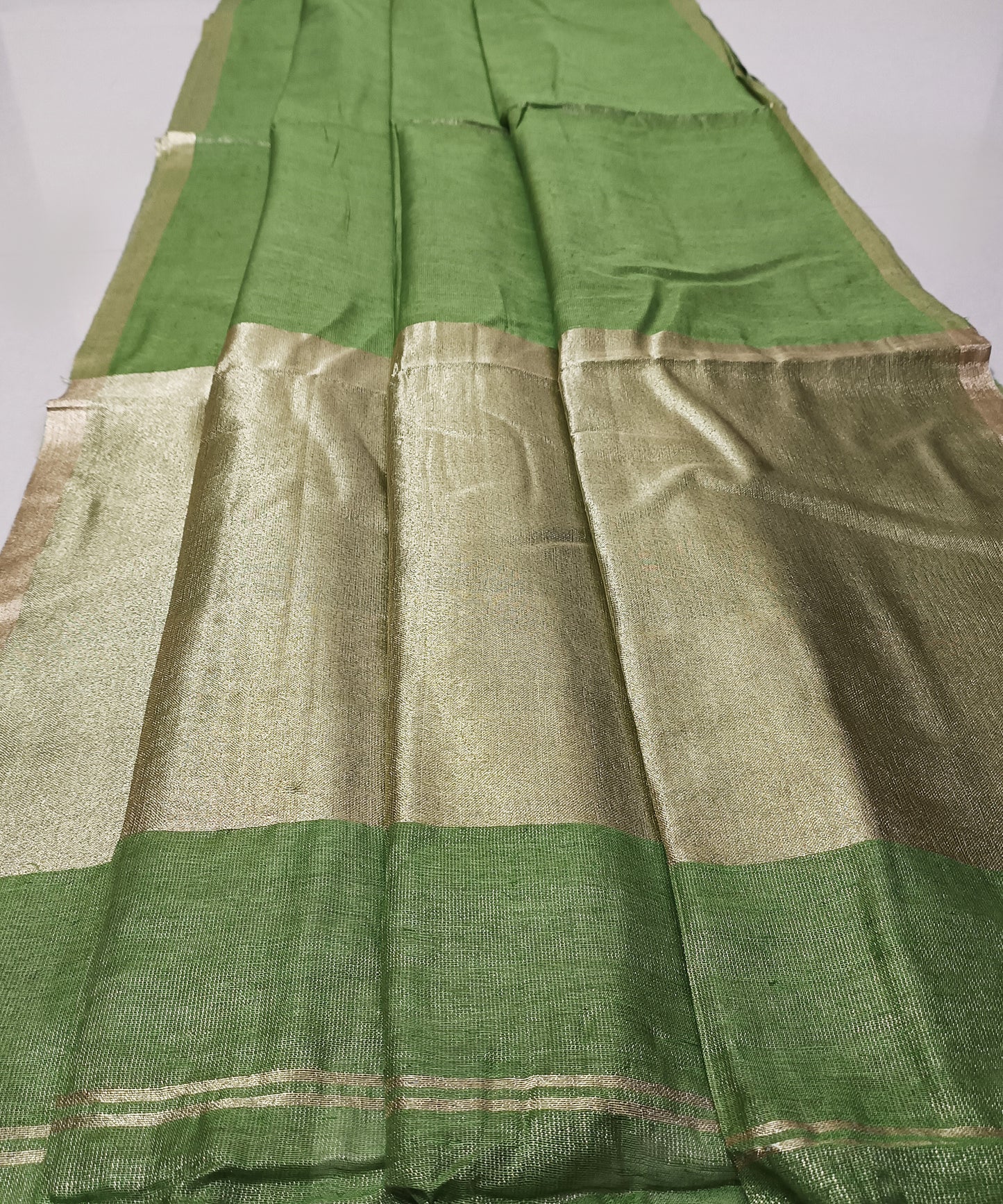 Dark Green Kota Viscose Silk Saree with Tissue Pallu