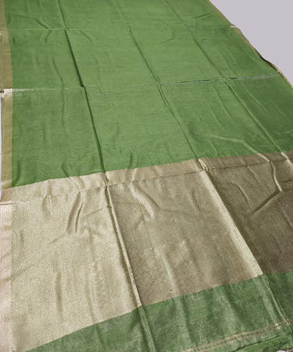 Dark Green Kota Viscose Silk Saree with Tissue Pallu