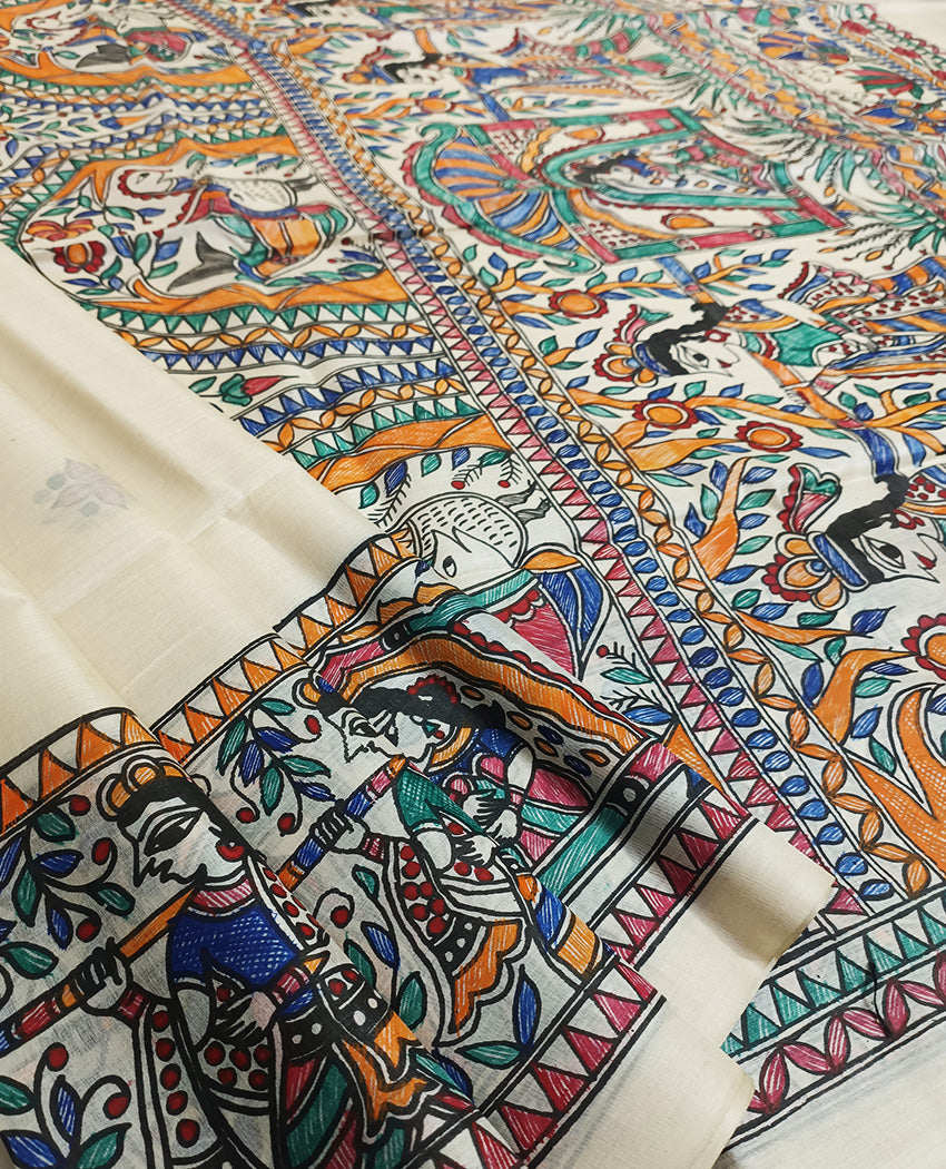 Doli Kahar Madhubani Hand Painted Tussar Silk Saree