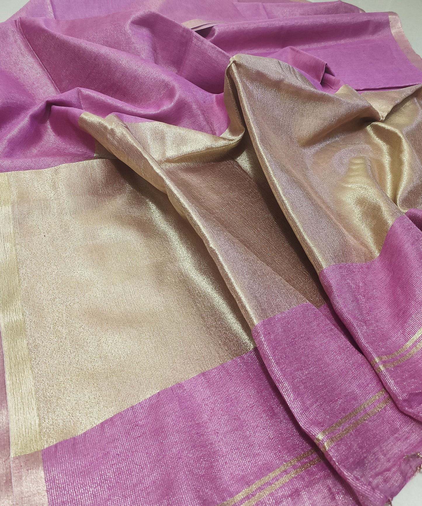 Dusty Pink Kota Viscose Silk Saree with Tissue Pallu