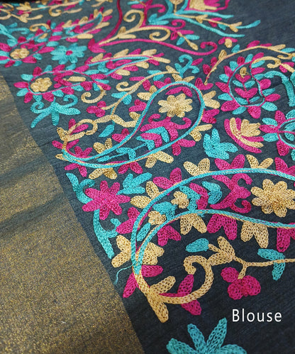 Embroidered Border Tussar Munga Silk Saree