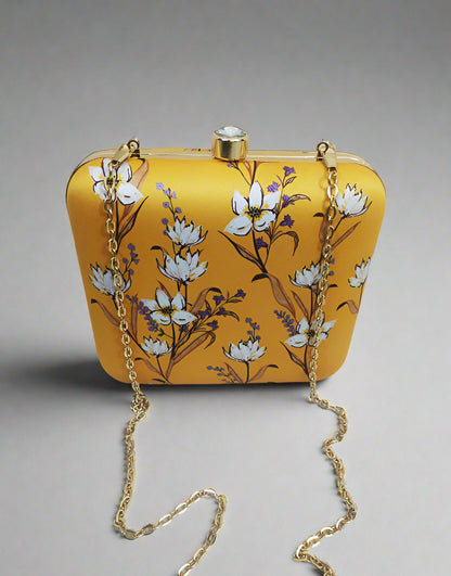 Printed Yellow Clutch | Fashionable Women's Handbag