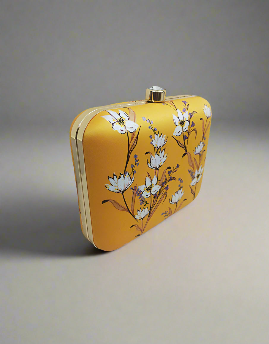 Yellow Floral Clutch | Bright and Stylish Bag