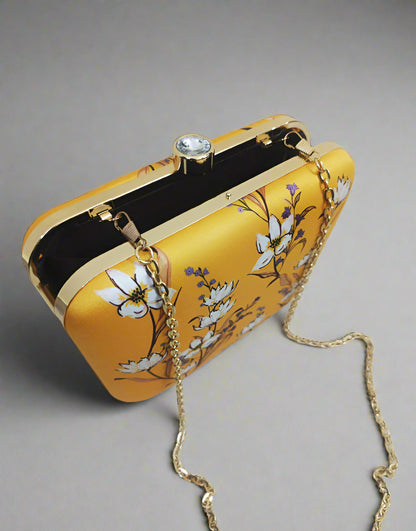 Cheerful Floral Clutch | Trendy Yellow Bag