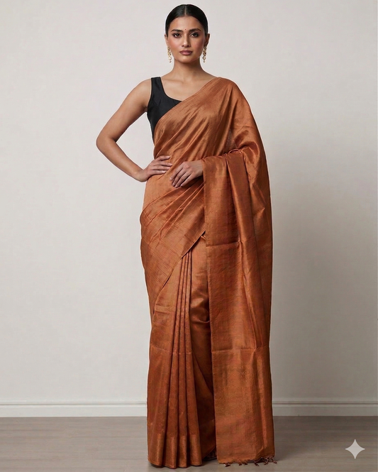 Bronze Tussar Munga Silk Saree