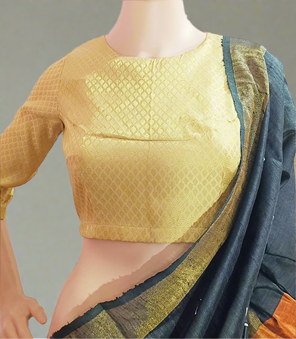 Golden Leaf Back Cut Blouse| Peepal Clothing