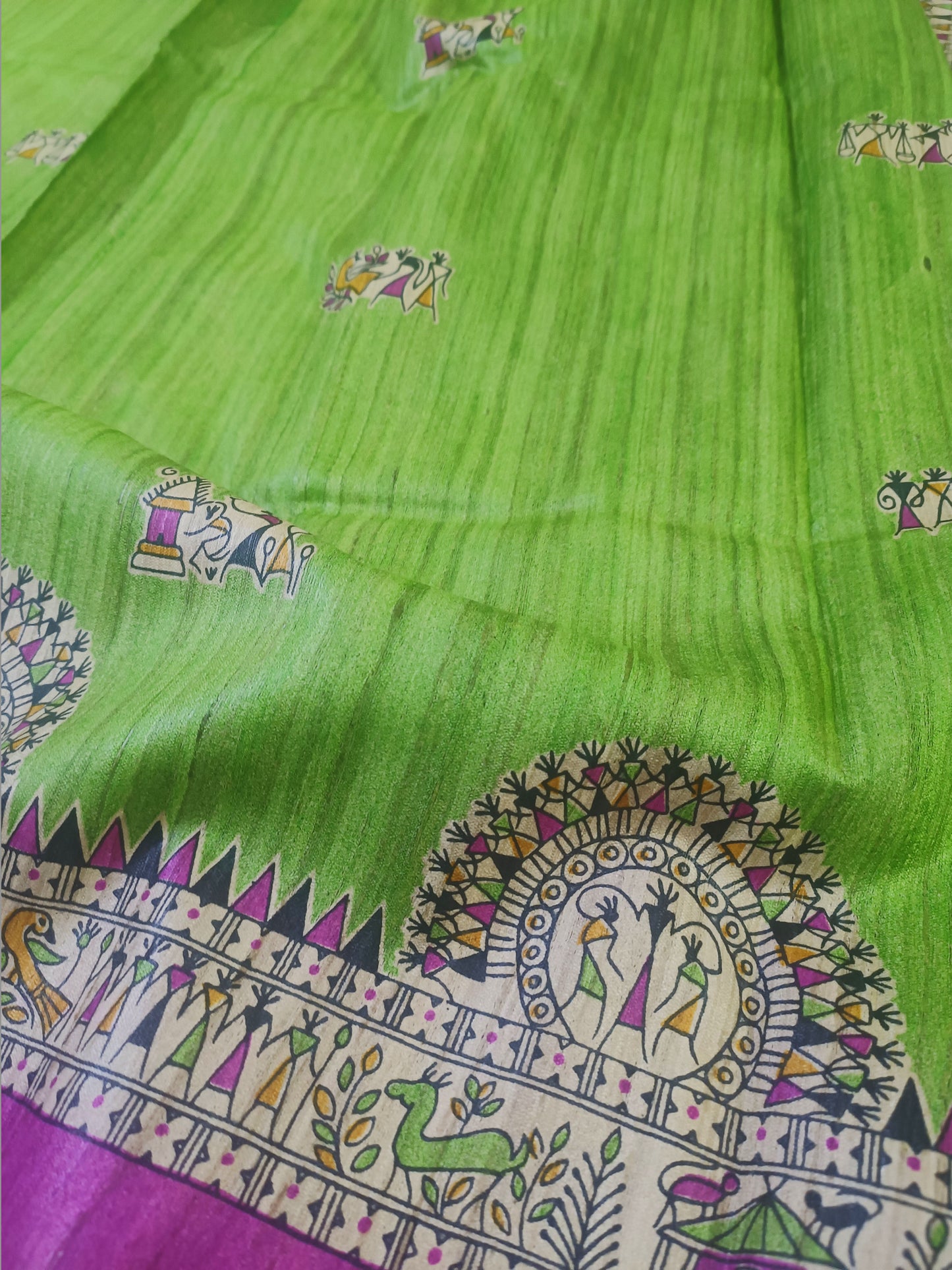 Green Worli Printed Pure Silk Saree