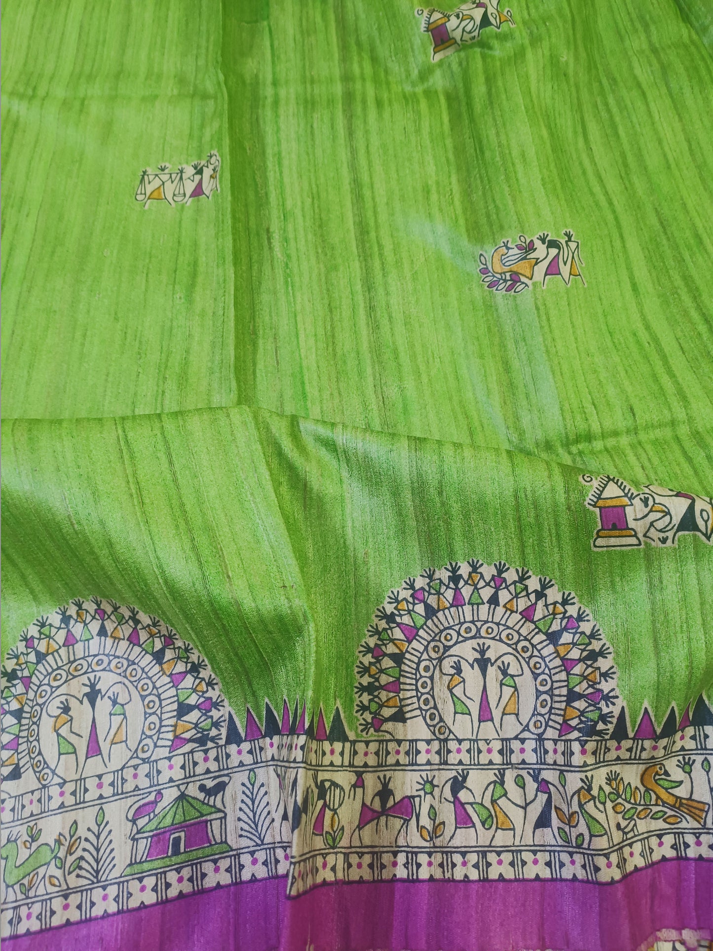 Green Worli Printed Pure Silk Saree