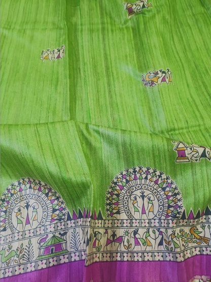 Green Worli Printed Pure Silk Saree